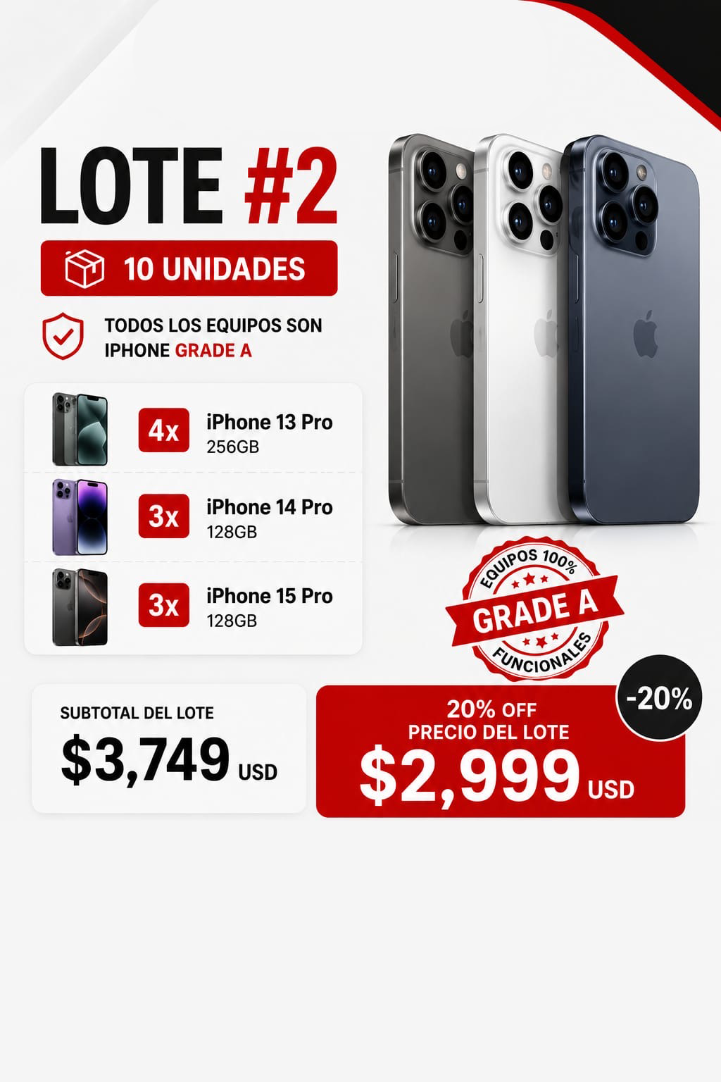 Lote #2 iPhone Grade A