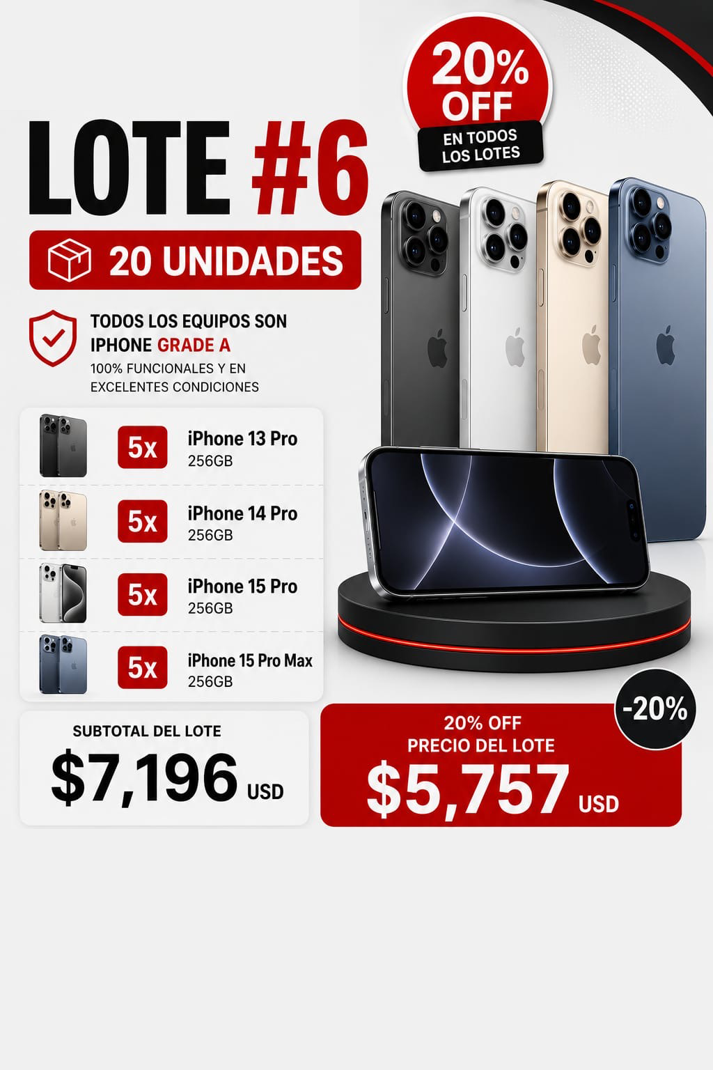 Lote #6 iPhone Grade A